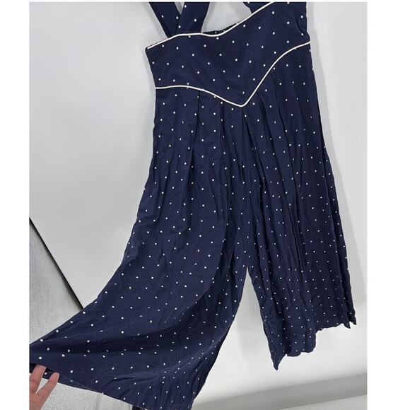 Vintage Laine blue white polka dot jumper culottes size S 80s preppy coquette - Picture 4 of 8